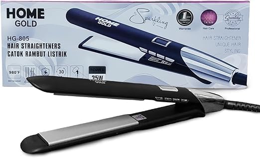 Hair Straightener 30 Second Heat Up Adjustable High Heat 360° Rotating Cord 35W Model For Curly And Straight Hair HG 805 (Black)