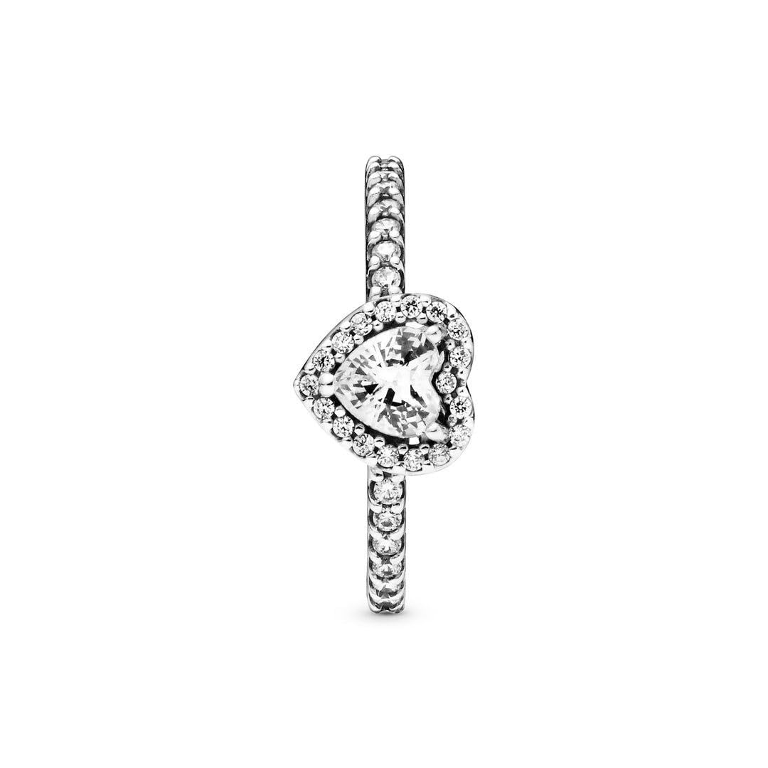 Panndora white heart Sterling Silver Stacking Ring بانروه