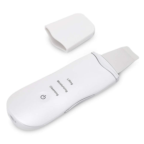 Portable Blackhead Removal Ultrasonic Facial Cleaner Rechargeable Face Skin Scrubber Cleaning Skin Peeling Extractor White