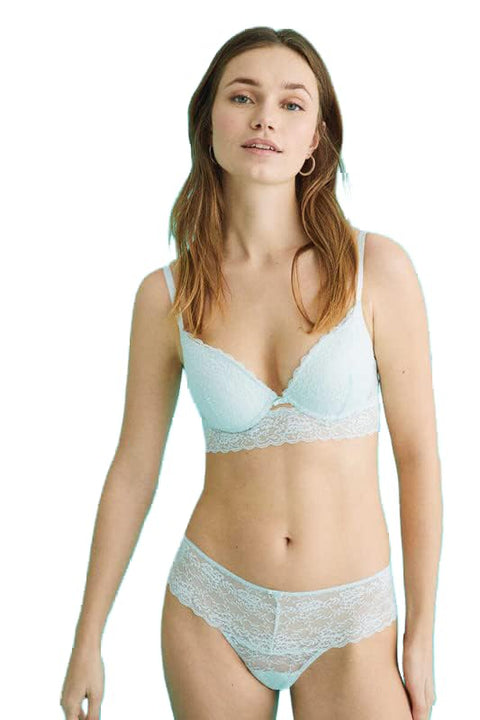 women'secret Women Wide Lace Brazilian Briefs Xl - Mint