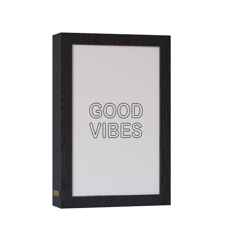 ART MOOD HOME Natural Wood 2 In 1 Photo Lighting Frame - Good Vibes 20Cm X 15Cm Black Frame