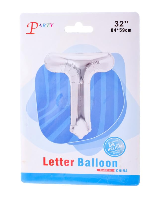 Letter T Balloon - Silver