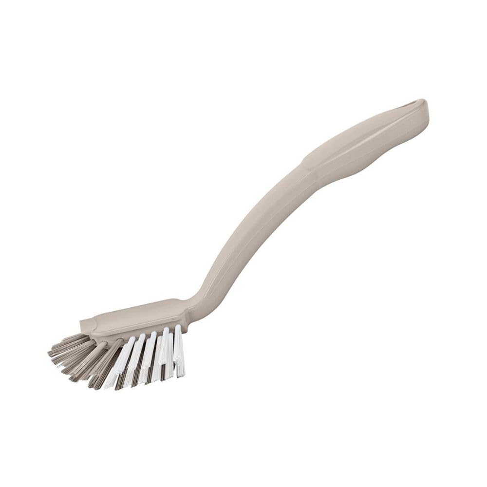 CURVE LUX Sink Brush with Angled Ergonomic Handle & Strong Dual-Color Bristles, Heavy-Duty Kitchen Cleaning Brush for Sinks, Dishes & Tiles, 5.9 x 7 x 25.5 cm. (Beige)