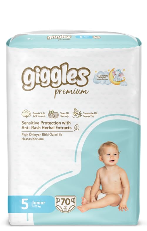 Giggles Baby Diapers 70-Pieces Mega Pack, Size 5