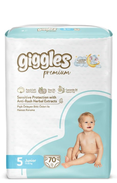 Giggles Baby Diapers 70-Pieces Mega Pack, Size 5