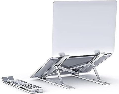 Laptop & Tablet Stand – 6-Level Adjustable Foldable Aluminum Holder, Ergonomic Desktop Riser for MacBook, Dell, HP, Lenovo, Notebook & More – Portable Lightweight Laptop Stand for Desk Use