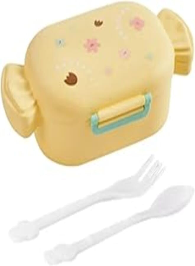 Beautiful Bento Lunch Box for Kids and Adults with 2 Compartments, Leakproof Bento Lunch Box for Eating Outside, Work, School (Yellow)