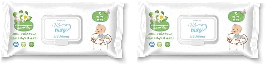 Easy Care Baby Wipes, Chamomile Scent, 72 Wipes (Pack of 2)