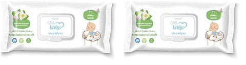 Easy Care Baby Wipes, Chamomile Scent, 72 Wipes (Pack of 2)
