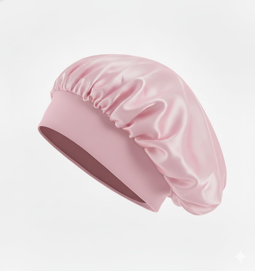 Satin Sleep Bonnet, Premium Soft Fabric (Pink)