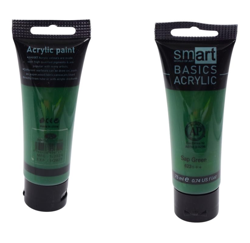 Smart High Qualified Pigments Acrylic Paint Tube, 75 Ml - Sap Green