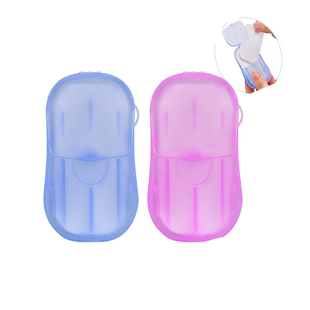 Mini Portable Travel Soap Paper 2 Boxes (40 Sheets) Portable Soap Paper Disposable Hand Washing Portable Scented Bath Soap Outdoor Camping Hiking