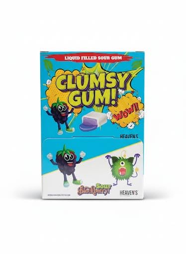 Clumsy Gum - Blackberry Sour Gum - Liquid Heart Filled Gum - Tasty and Refreshing Taste Experience - by HEAVEN'S - Box of 110