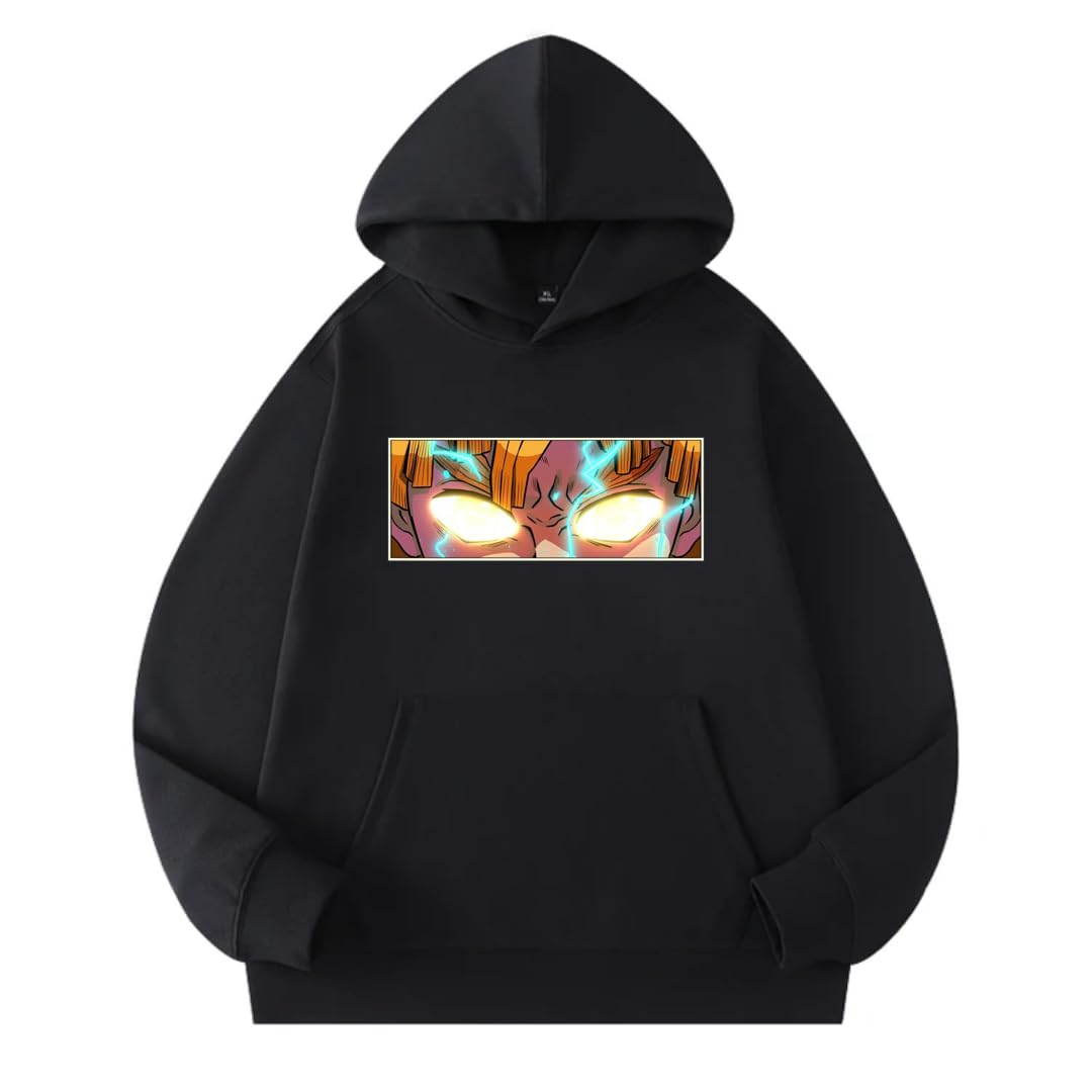 Anime Cotton Hoodie, Black with Amazing Print Design, Pullover Sweatshirt