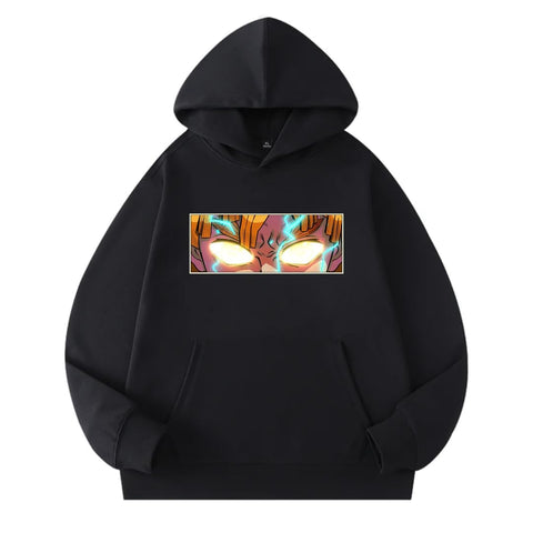 Anime Cotton Hoodie, Black with Amazing Print Design, Pullover Sweatshirt