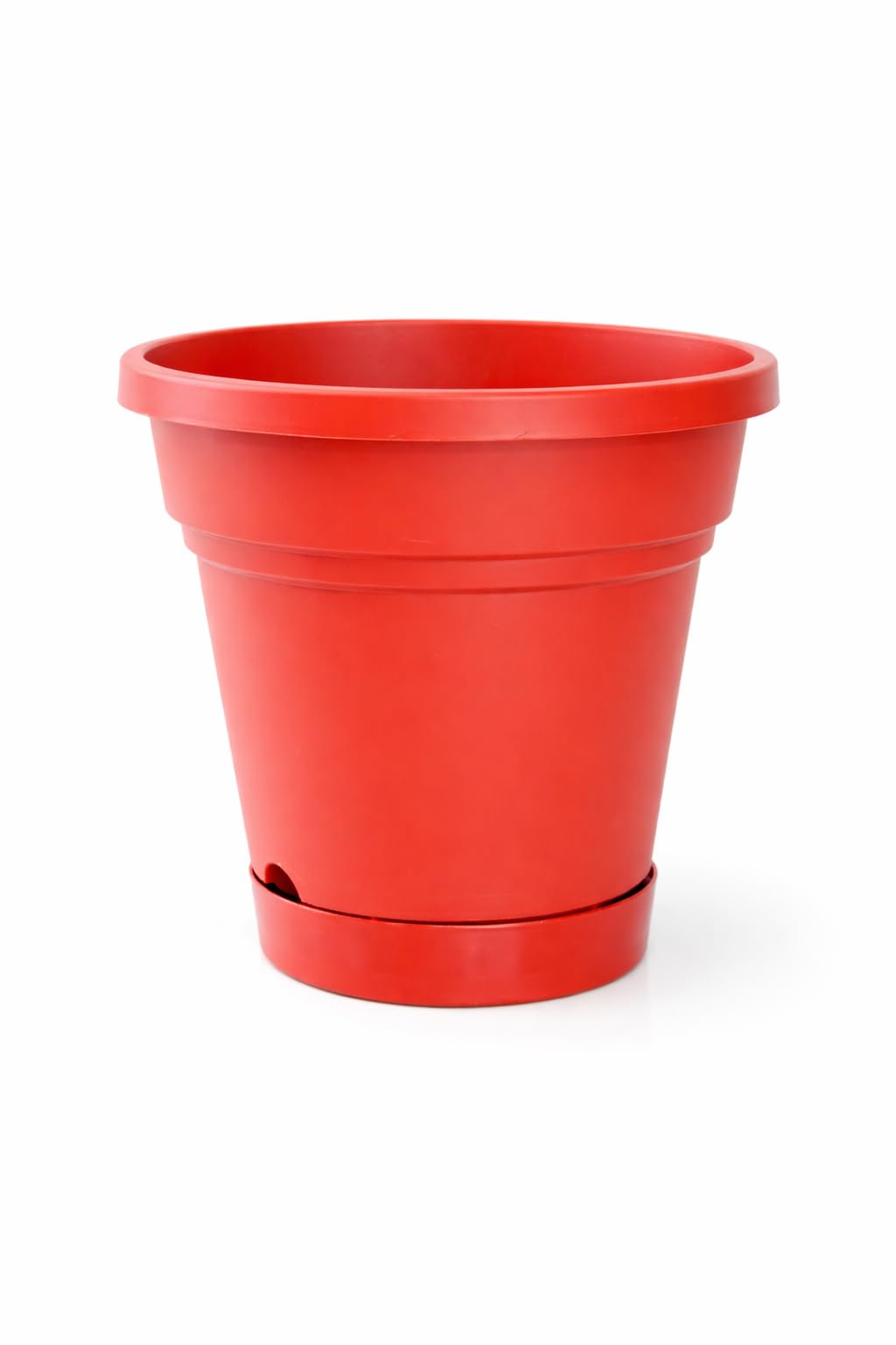 Simple Plastic Indoor Plant Pot with Tray 25 cm Lightweight Durable Water Resistant Planter for Home Office Balcony Decorative Flower Pot for Natural and Artificial Plants (Brown)
