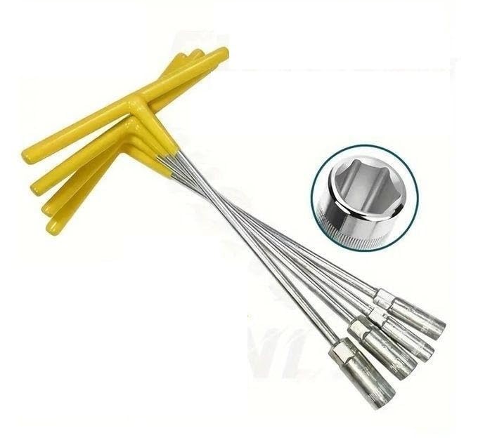 5 Piece Nut Wrench Set (8mm-10mm-12mm-13mm-14mm) T-Bar with Insulated Non-Slip Handle Heavy Duty
