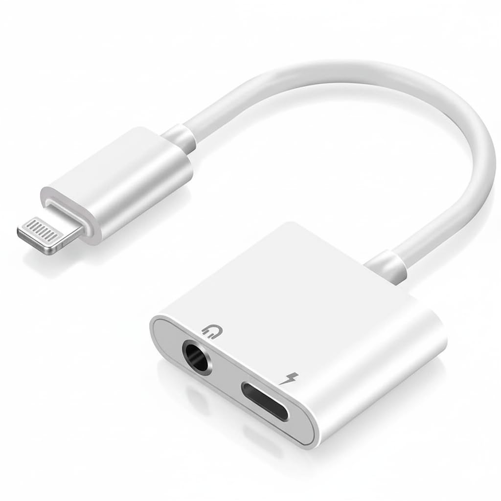 PureSound 2-in-1 Lightning Splitter Adapter for Apple iPhone| Dual Port Headphone 3.5mm Jack iOS Audio Converter & Charger |Supports Music, Calling & Control |for iPhone 14/13/12/11/X/XMax/8+/7, iPad