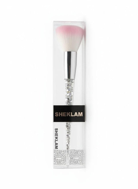 Makeup Brushes Large Multi-Use Round Head Face Blush Powder Brush Soft Fiber Makeup Brushes for Daily Use - Silver Handle and Pink Bristles