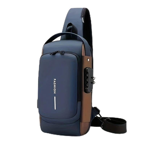 Crossbody Sling Backpack, Anti-Theft Waist Belt Bag with USB Charging Port & Password Lock, Waterproof Casual Chest Handbag & Shoulder Bag for Men & Women, Travel Ready