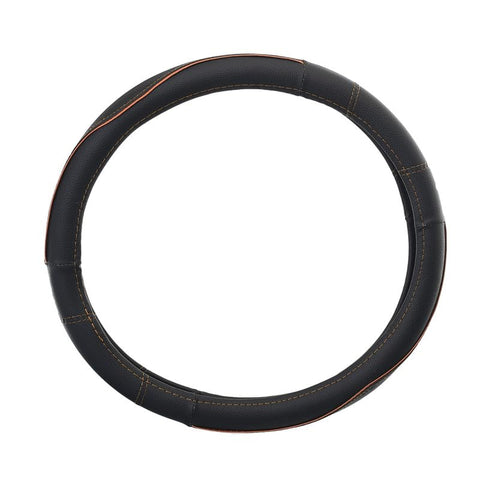Leathe Steering Wheel Cover - (Black With Yellow Line)