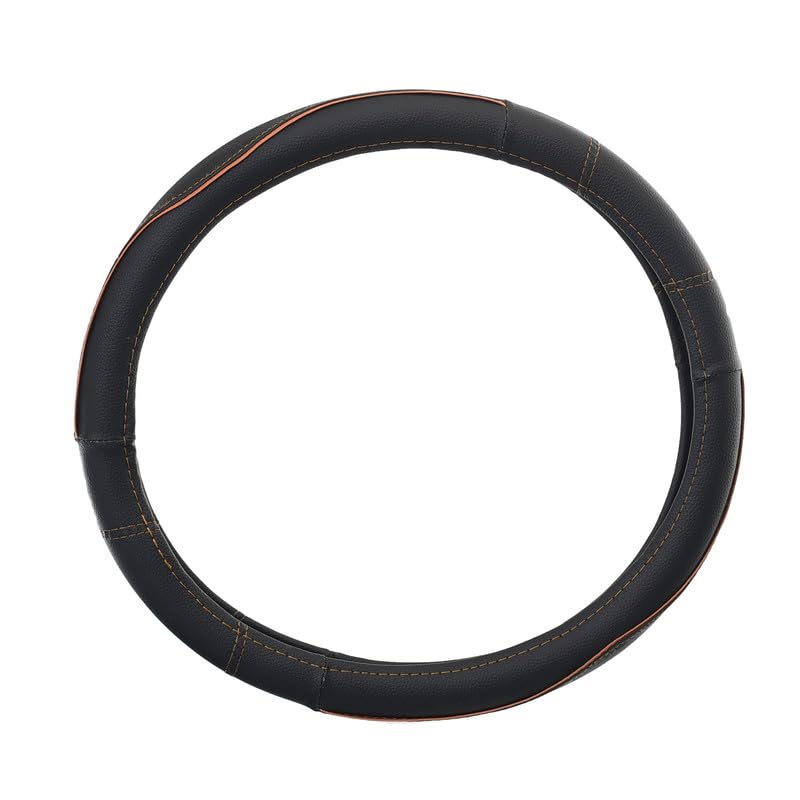 Leathe Steering Wheel Cover - (Black With Yellow Line)