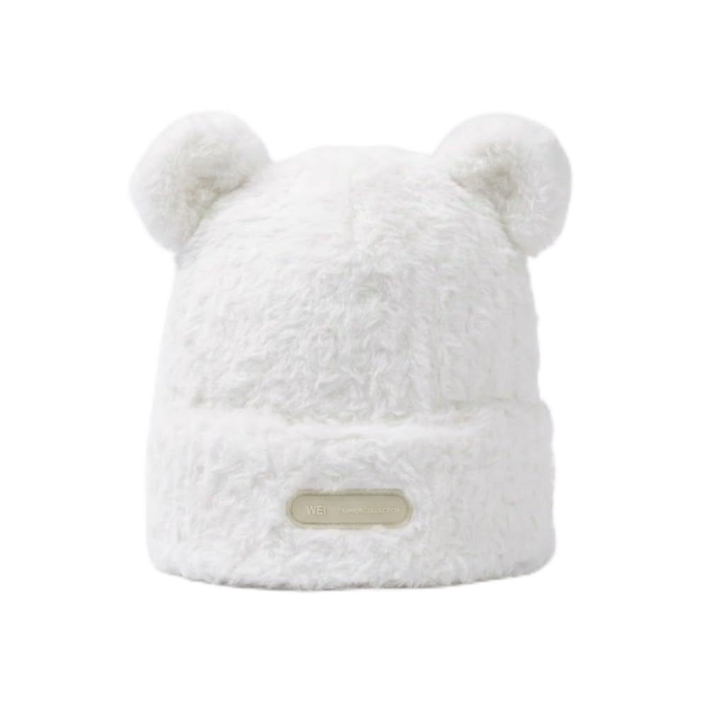 Women Winter Hat Soft Faux Fur Cute Bear Ears Beanie Hat Warm Fashion Beanie Hat for Girls Ladies Cold Weather Head Protection Outdoor