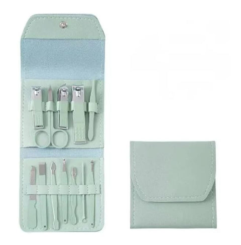 Manicure Set 12 Pcs Nail Clippers And Beauty Tool Portable Set Stainless Steel Manicure Kit Personal Care Nail Clipper Set Mini Professional Nail Care Set - GREEN