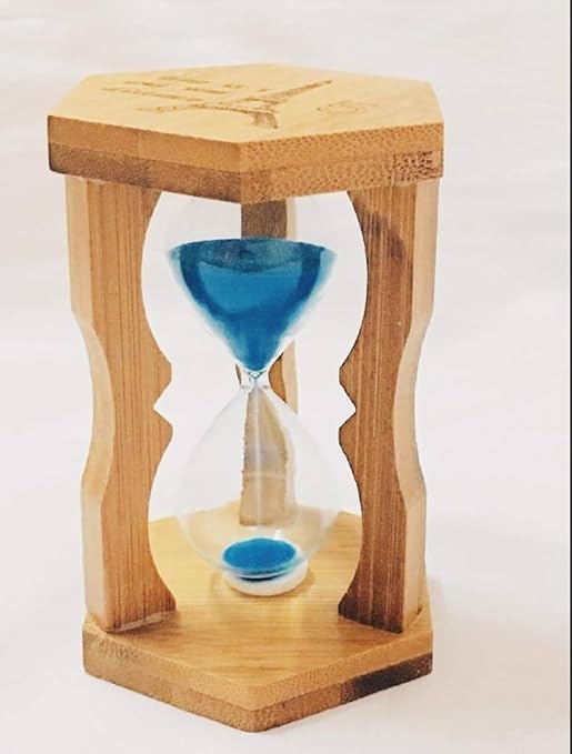Decorative Hourglass Sand Timer with Wooden Frame, Blue Sand (15 minute)