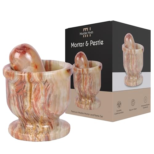 Exquisite Marble Mortar and Pestle Set - Your Ultimate Kitchen Essential for Grinding Spices, Making Guacamole, Salsa, Pesto, and Crushing Pills with Style and Efficiency! (Onyx Green)