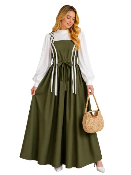 Women's 2 Piece Korean Style Dress Slubta + Puff Sleeve Blouse Cbh Material Imported Fashion Look Stylish One Size Fit From 65k to 85k Code 1032