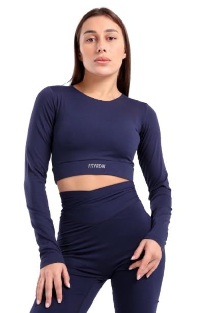 Womens Navy contour long sleeve crop top Modern (pack of 1)