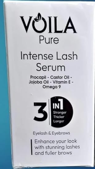 VOILA Eyelash & Eyebrow Serum, 3 in 1 Intensive, Lengthen & Strengthen Serum with Castor Oil, Jojoba & Vitamin E, 10 ml - Clear