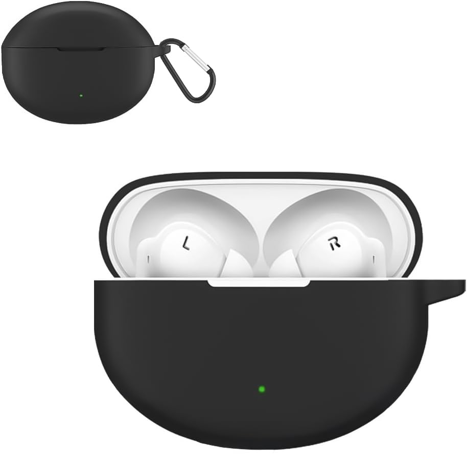 Dl3 Mobilak Compatible with OPPO Enco Air 4 Pro Case Cover, Soft Silicone Shockproof Protective Case Wireless Earbuds with Carabiner, Front LED Visible (Black)