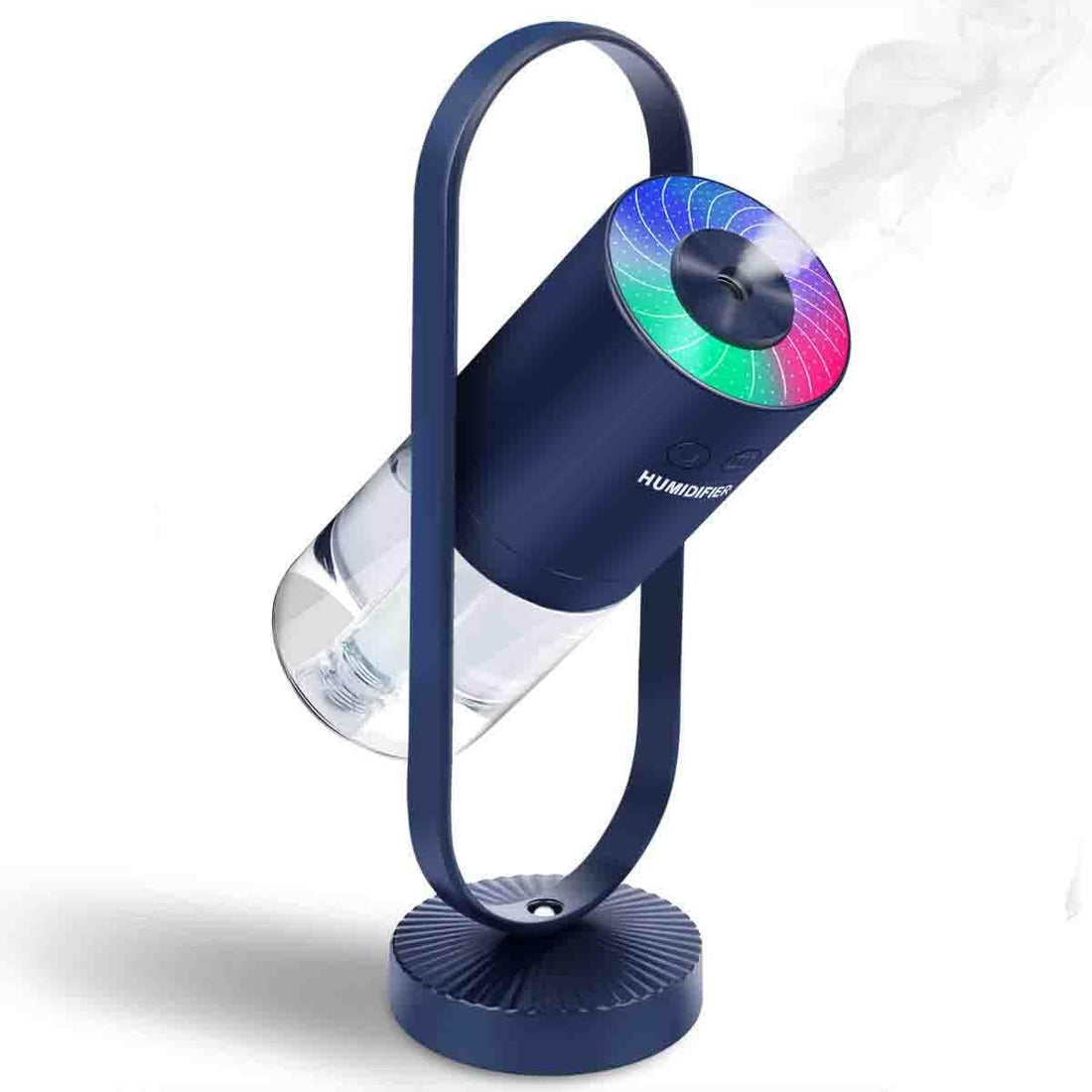 Humidifier Portable Ultrasonic Cool Mist 7 Colors Night Light Projection for Home Car Office Travel Baby-4 In 1 Dark Blue