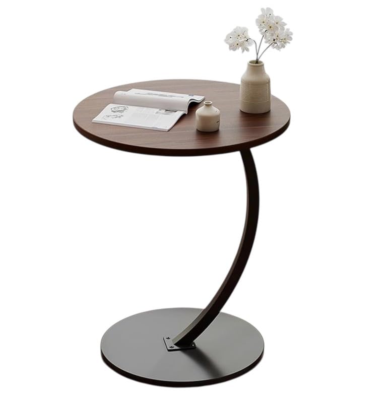 Downtown C Shape Sofa Side Table Wooden Top with Metal Frame Modern Laptop Snack End Table for Living Room Bedroom Office Small Space Furniture Model 1
