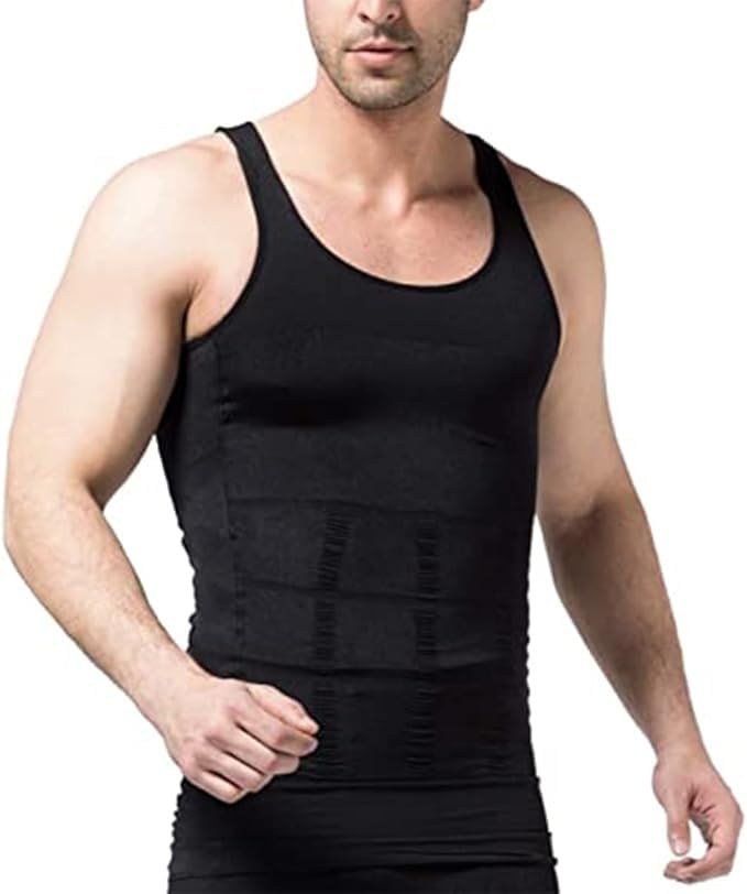 Slim Shirt For Men, Compression Undershirt Body Shaper, Tummy Control Vest, Lightweight Breathable, Seamless Invisible Under Clothes, Workout & Daily Wear