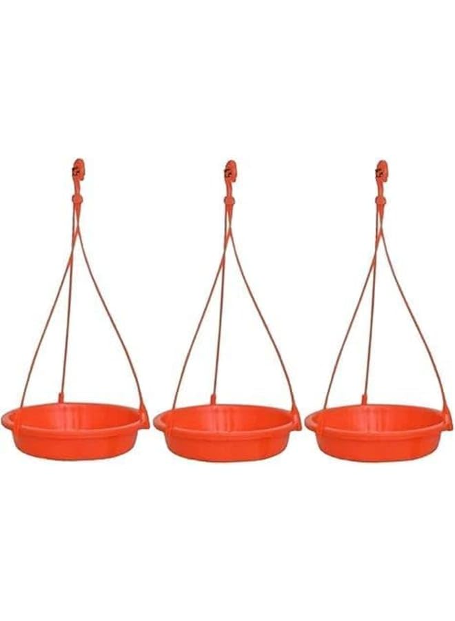 Hanging Bird Water, Food Feeder, Baths Tray, Great for Outdoors, Backyard, Garden, Balcony and Railing Grill (Large, Pack of 3)