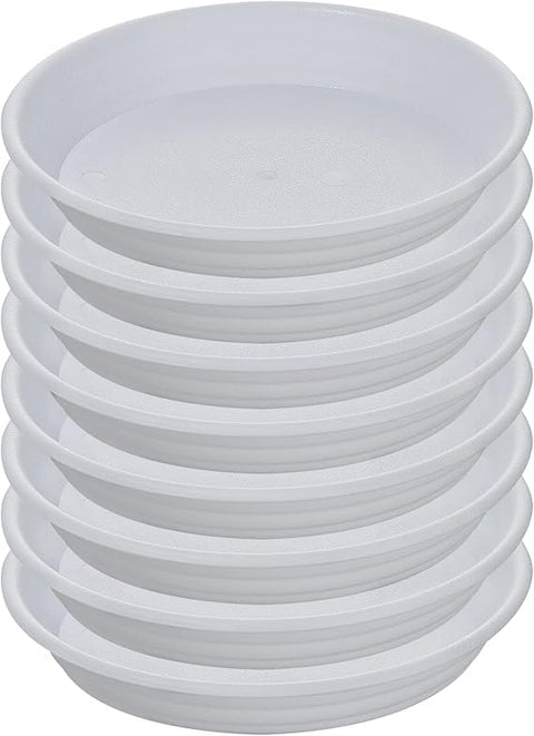 Plant Trays Durable Plant Trays for Flower Pots, Drainage, Round Saucers for Drip/Spill Prevention and Home Garden White 8 Pieces, Plastic,