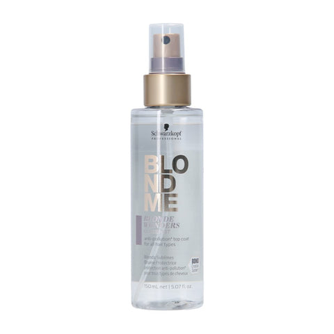 Schwarzkopf Professional BLONDME Blonde Wonders Finishing Glaze Mist Hair Mist For Colored Lighthened Bleached Hair 3D Bond Creation Technology Long Lasting Shine UV Protection Rebuilding 150 ml