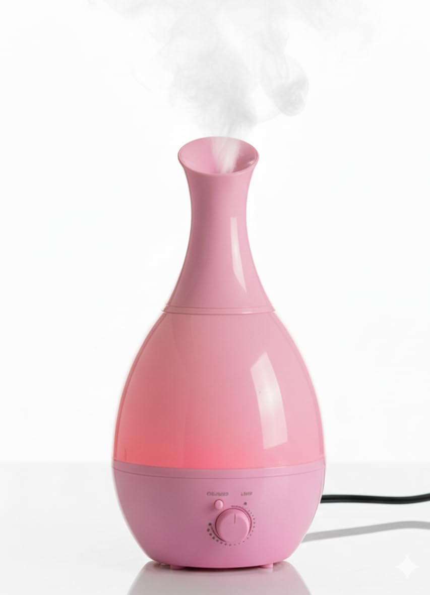 Humidifier, Diffuser, Aroma and Air Purifier of Bacteria and Soil Ultrasonic with Changing Lights(Full Pink)