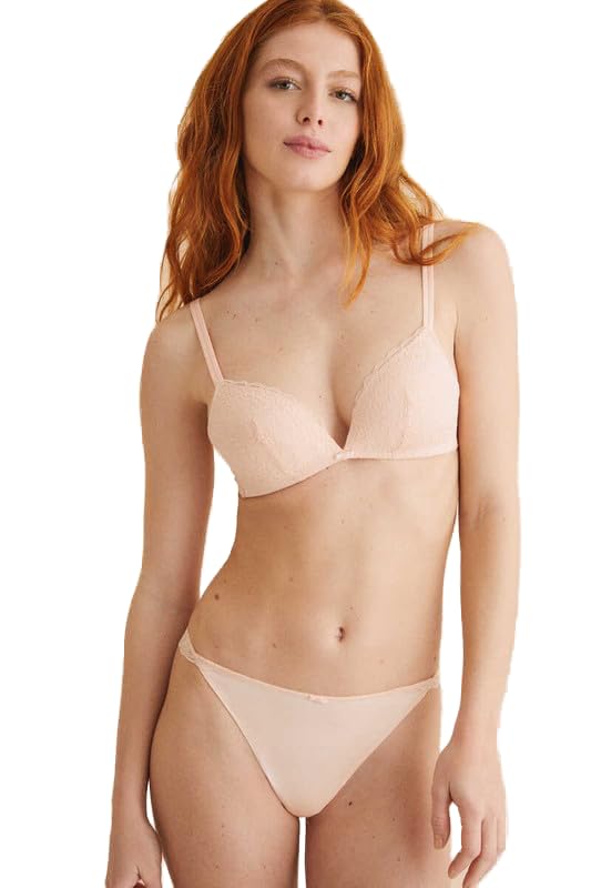 women'secret Women Lace Microfiber Thong L - Nude