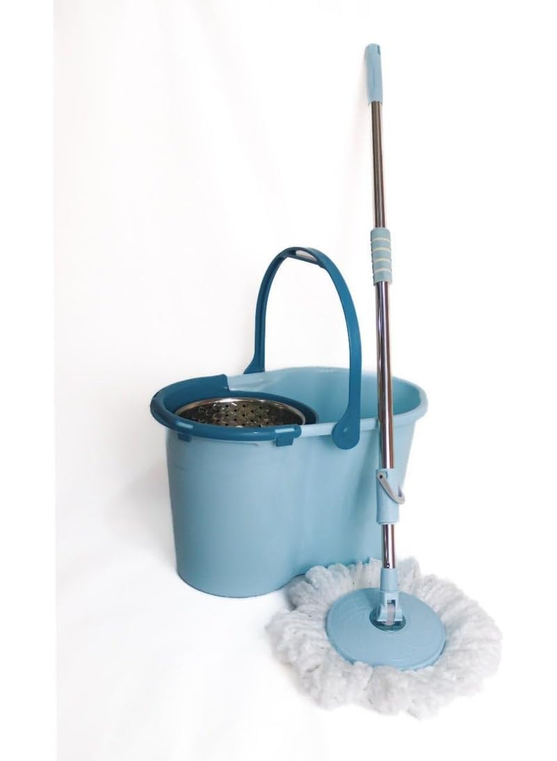 El Watania Al Wataniya Automatic Cleaning Bucket, 2 Oval Mop Pads, 18 Liters, Blue 62220117652951