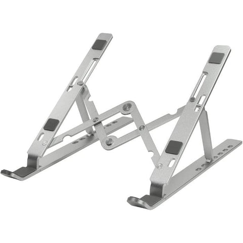Ergonomic Riser - Aluminum Laptop Stand Adjustable for 10-15.6 Inch Screens, Silver Color, Ventilated Design Promotes Airflow, Compact Foldable Structure for Easy Storage and Travel Convenience Users