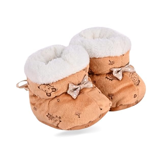 T A L 7A New Born Baby Bootie Shoes With Fur For Boys & Girls printed multicolor Booties First Walking Shoes, -2, 3 Kids UK