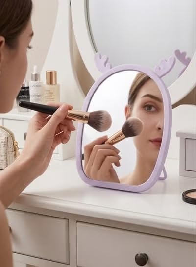 Magnifying Makeup Mirror with Adjustable Stand – Cartoon Shaped Vanity Countertop Mir...