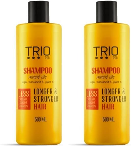 TRIO PRO shampoo free sulfate/silicon/paraben with mixed natural oils longer, stronger & healthy hair (Pack of 2)