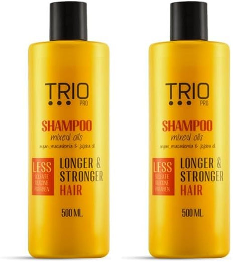 TRIO PRO shampoo free sulfate/silicon/paraben with mixed natural oils longer, stronger & healthy hair (Pack of 2)