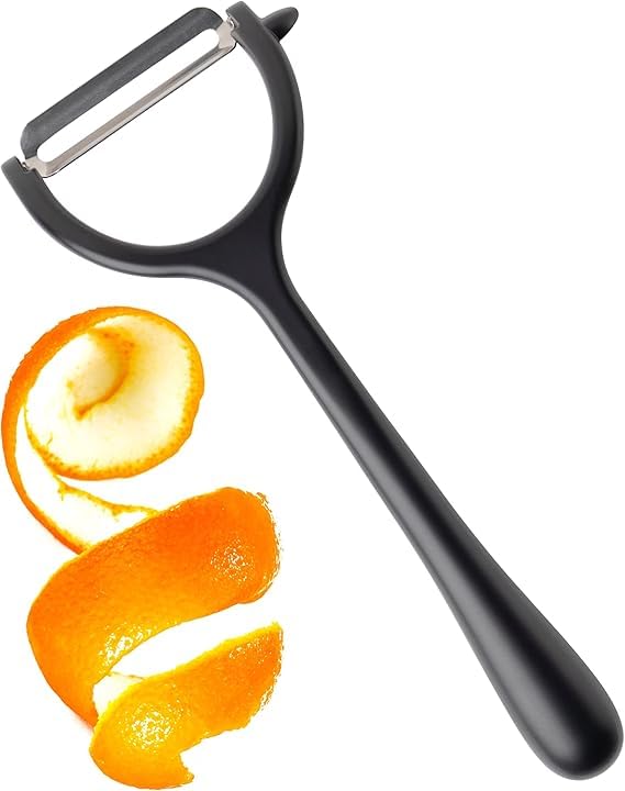Dollar for Improt Premium Y-Shaped Vegetable Peeler Great Kitchen Gadget with Durable Aluminum Zinc Construction in Matte Black Color, Glides Easily Over Apples, Carrots or Potatoes.