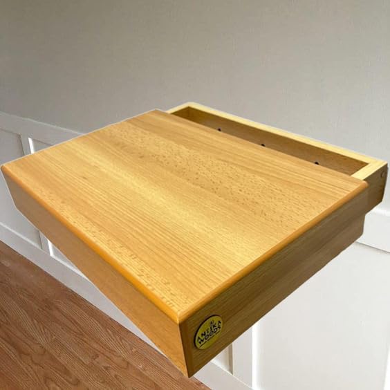 Generic 2-Shelf Rustic Wooden Wall Shelf with Hidden Drawer
